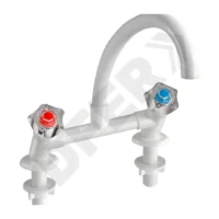 CANILLA PLASTICA MEZCLADORA 2 AGUAS MESADA CURVO BLANCA //  BC:1