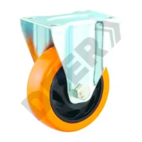 RUEDA PVC NARANJA BASE FIJA 125 X 32 (SOP. 120 kg) // BC:1