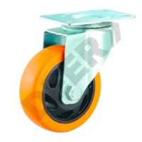RUEDA PVC NARANJA BASE GIRATORIA 50 X 32 (SOP. 60 kg) // BC:1