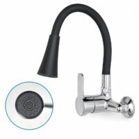 CANILLA MEZCLADORA MONOCOMANDO METAL PARED CON PICO ROCIADOR NEGRO //BC:1