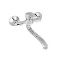 CANILLA MEZCLADORA METAL MONOCOMANDO PARED PICO RECTO // BC:1